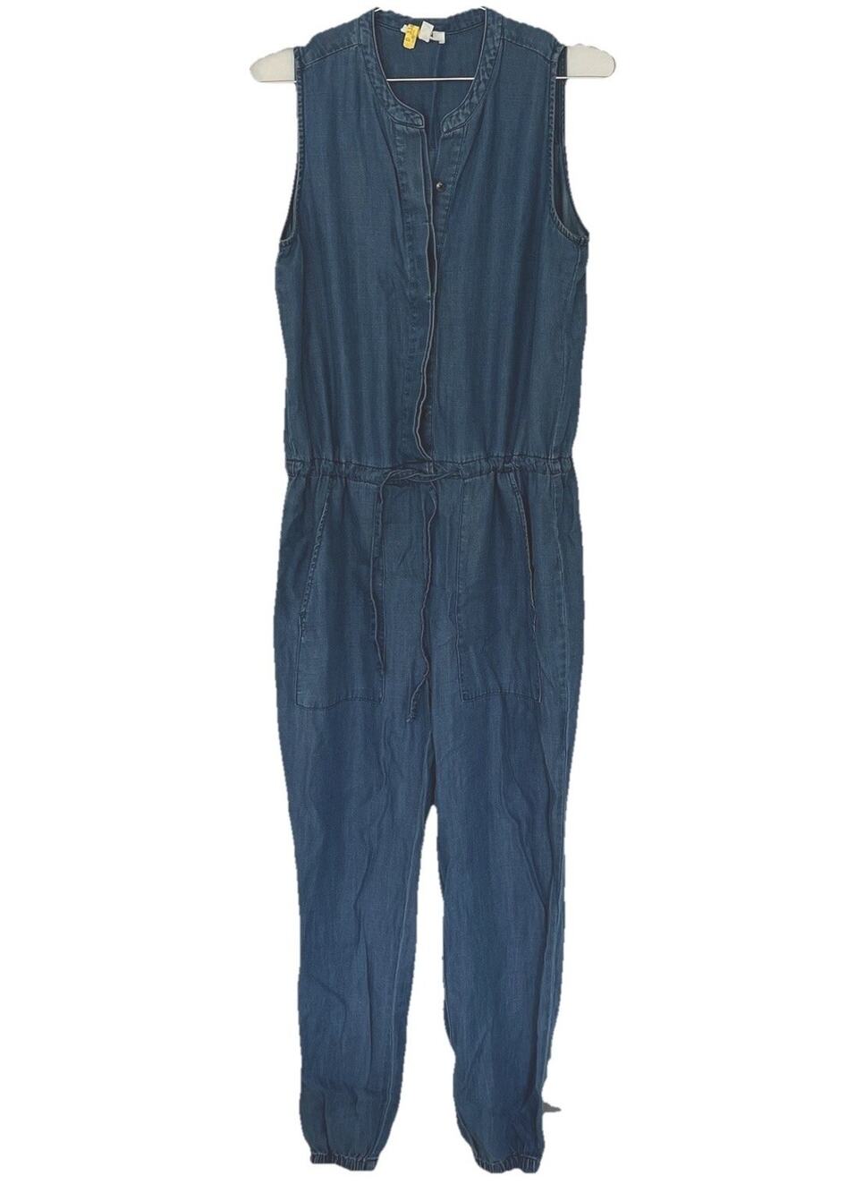 Splendid Womens Brook Blue Tie Front Sleeveless Jogger Jumpsuit XS
